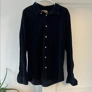 Classic Corduroy Black Button-Up Shirt